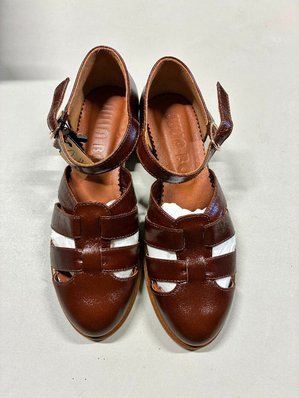 Women's Brown Sandals with Woven Leather Upper, EU 38